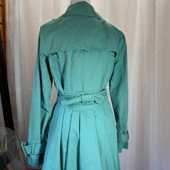 LC Lauren Conrad Seafoam Green Trench Coat Floral Lining Size 4 - Picture 3 of 14